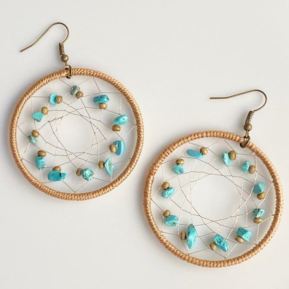 NEW Dreamcatcher Turquoise Earrings - Picture 2 of 6